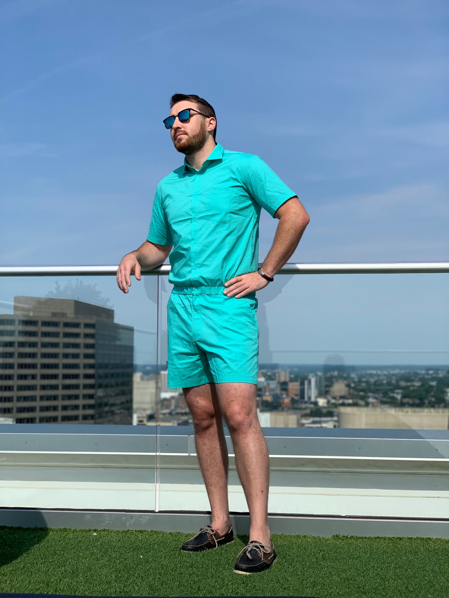 Male Romper - Turquoise