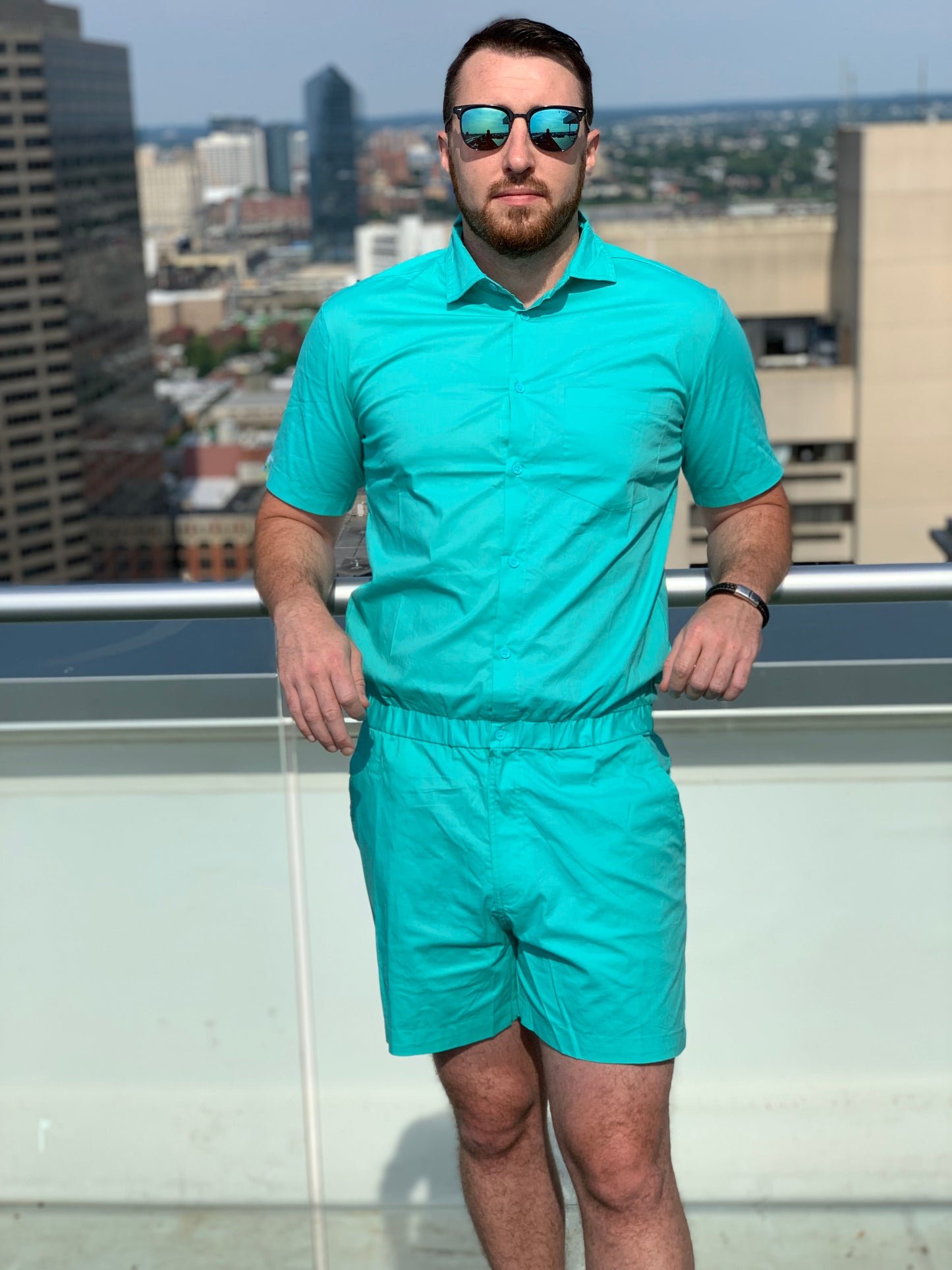 Male Romper - Turquoise