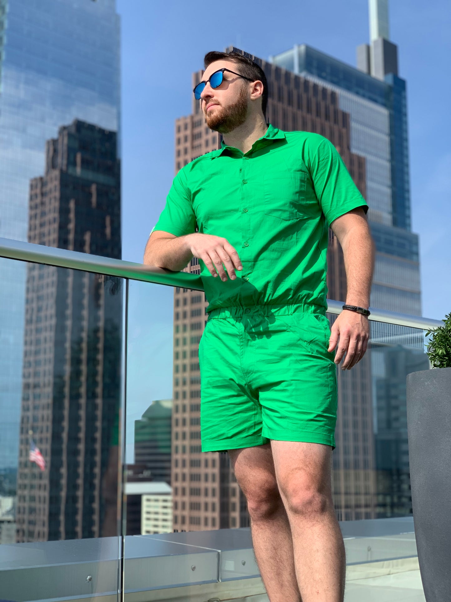 Male Romper - Kelly Green