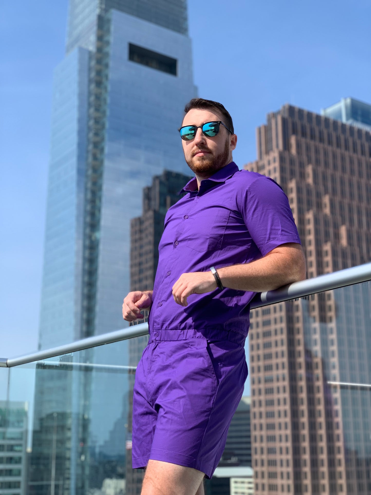 purple romper for men