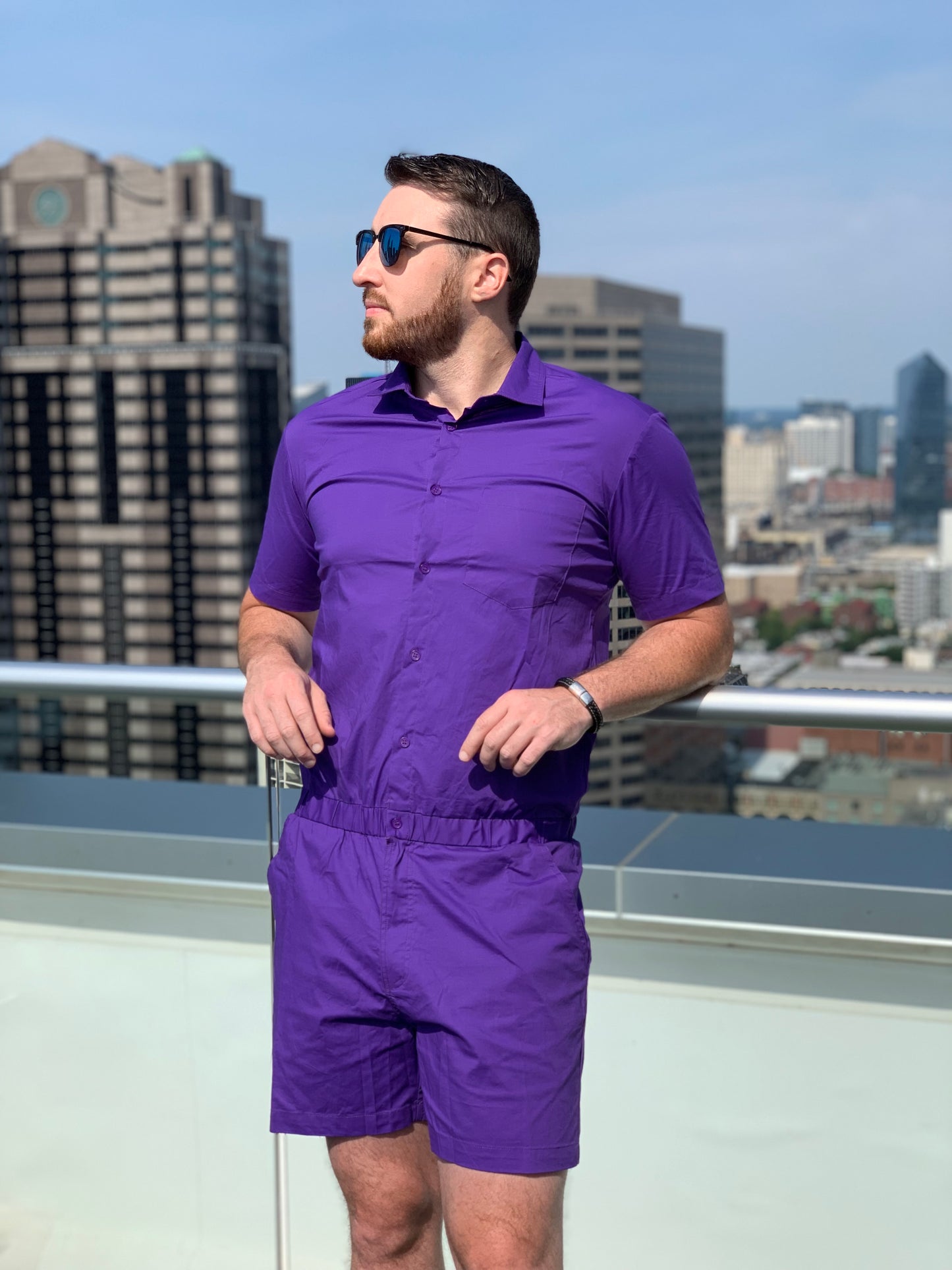 male romper purple