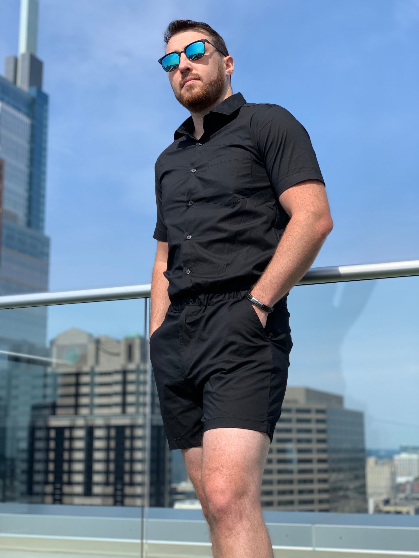 Male Romper - Black