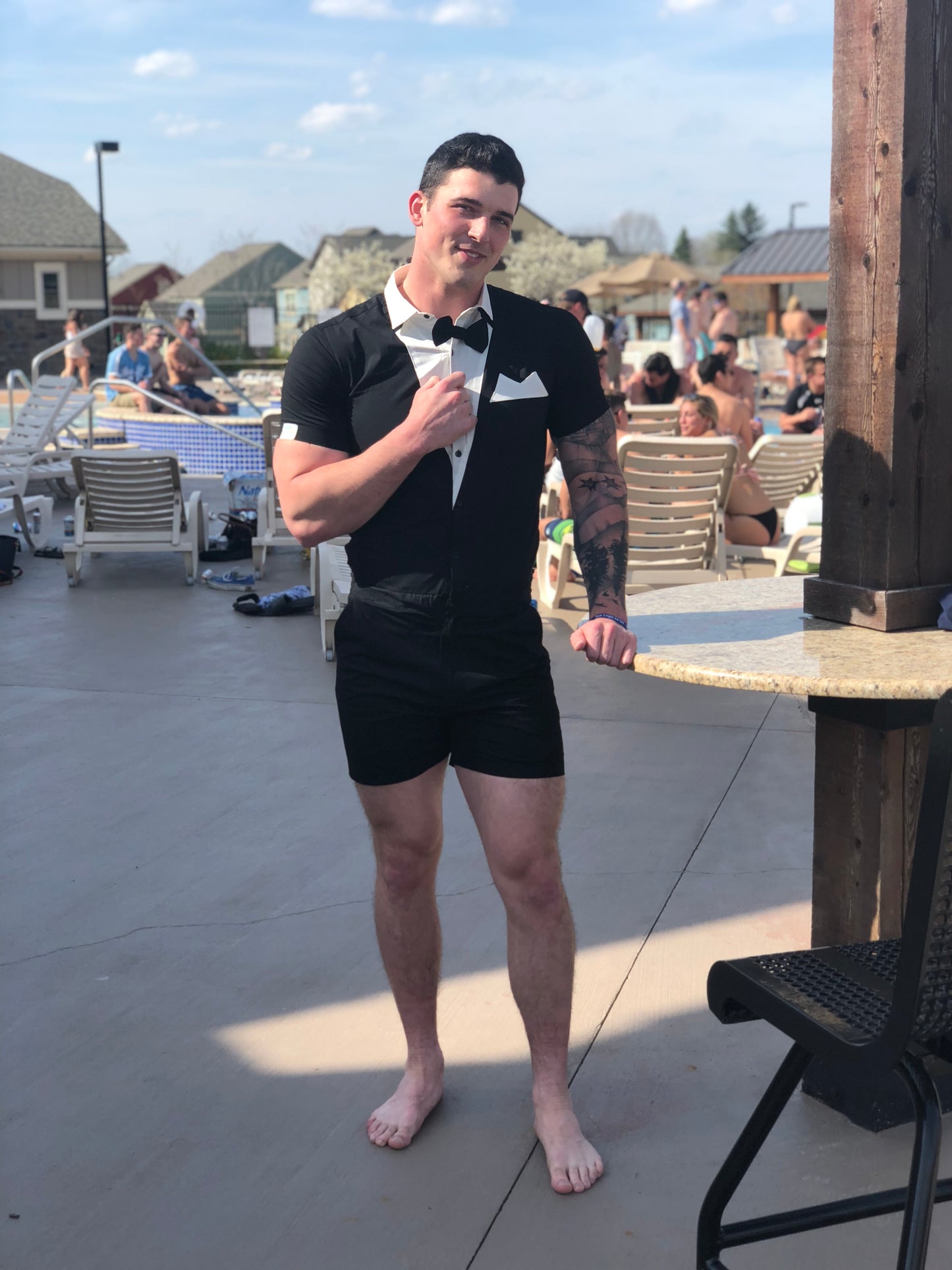 tux t shirt and shorts