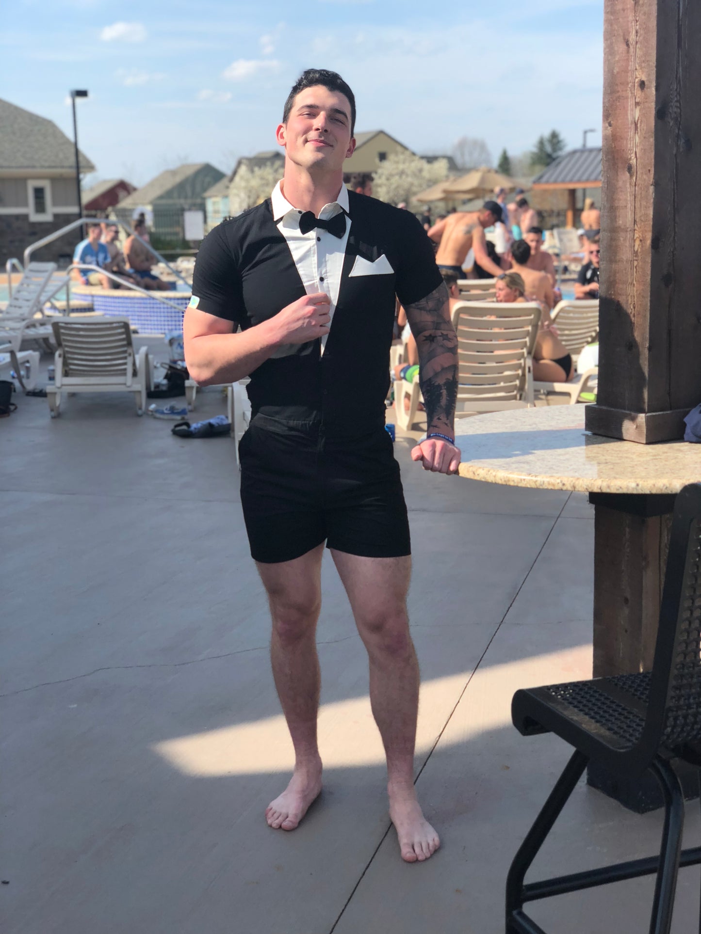 tux romper bachelor party