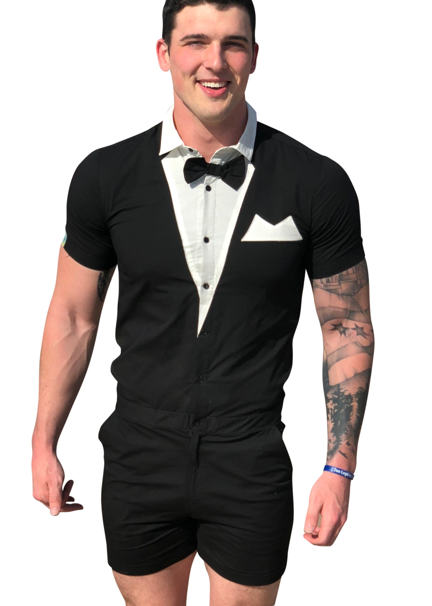 Tuxedo male romper