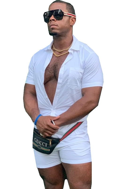 Male Romper - White