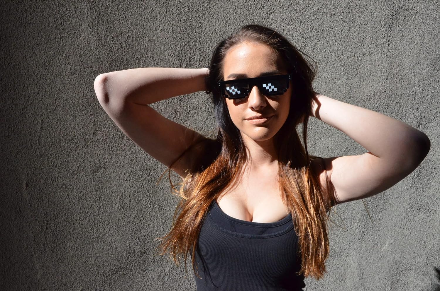 Thug Life sunglasses on face