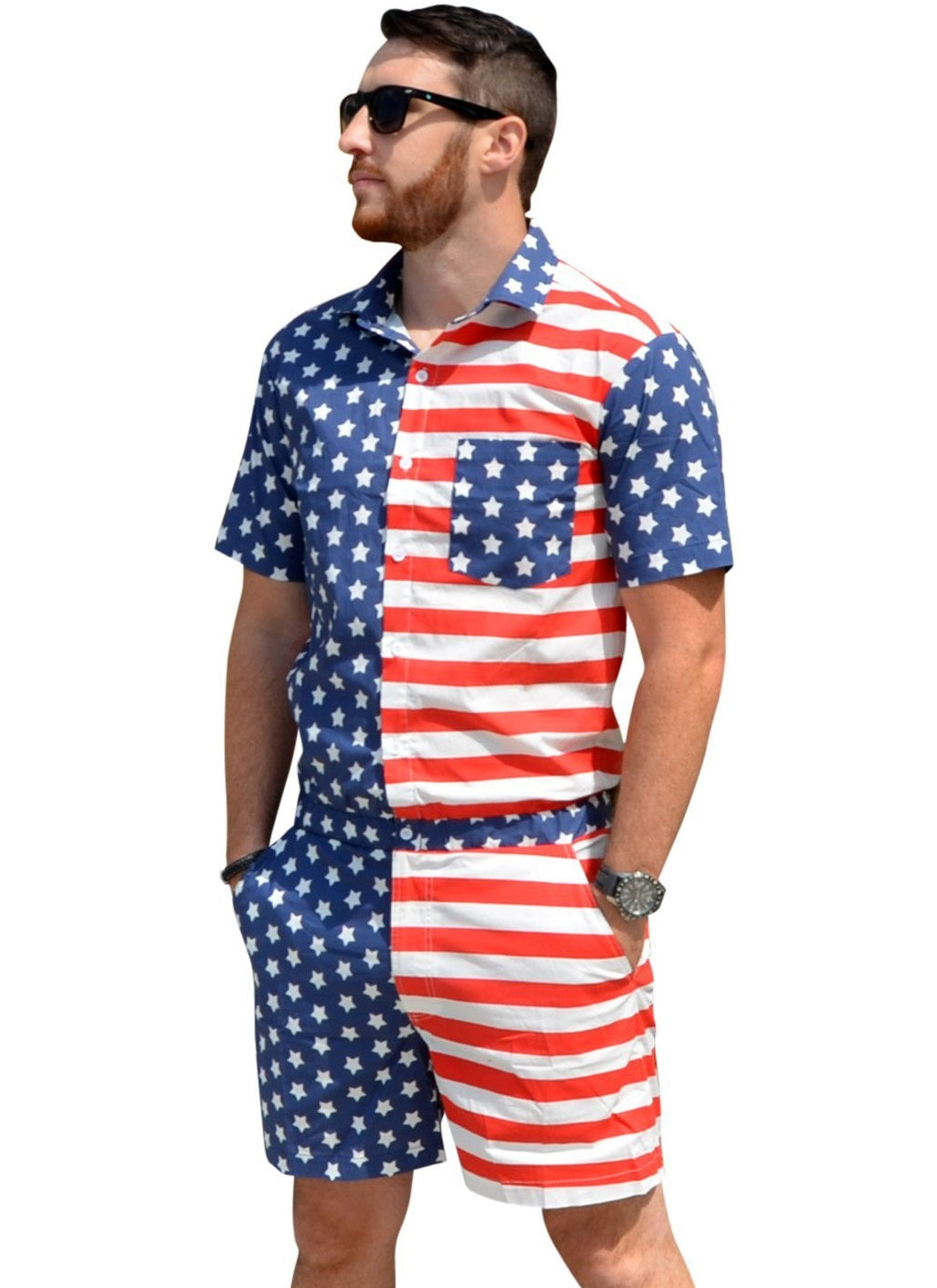 American Flag Male Romper Romphim Romper for Men