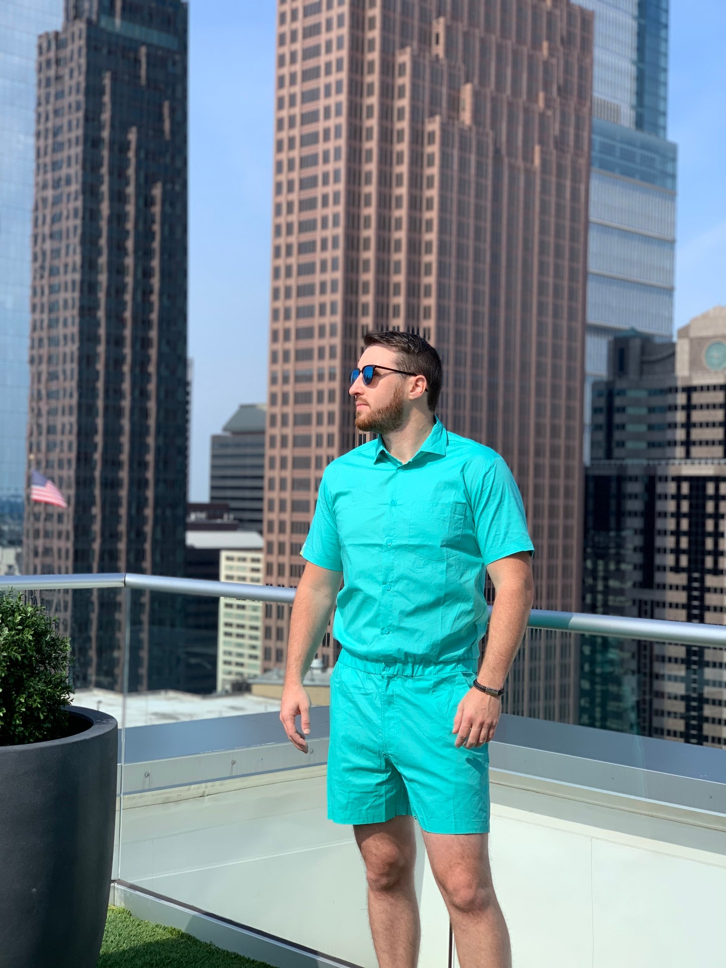 Male Romper - Turquoise