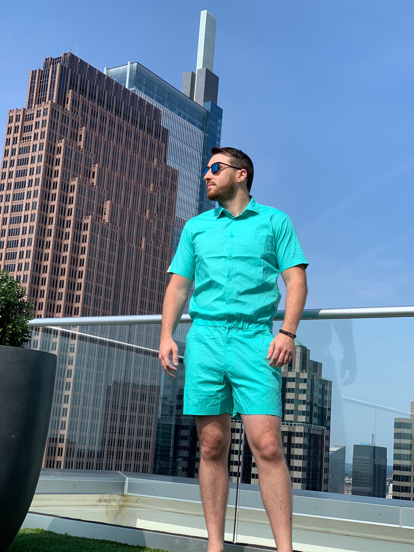 Male Romper - Turquoise