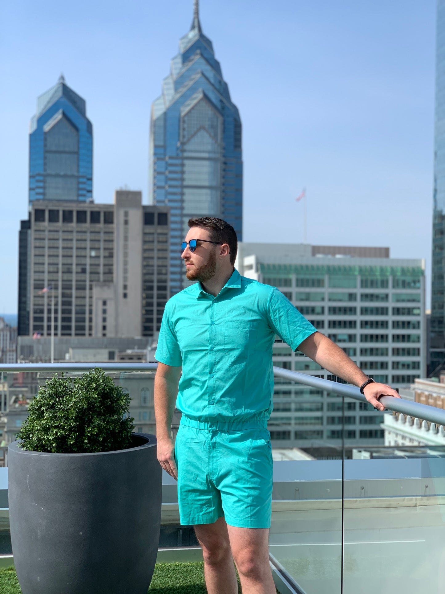 Male Romper - Turquoise