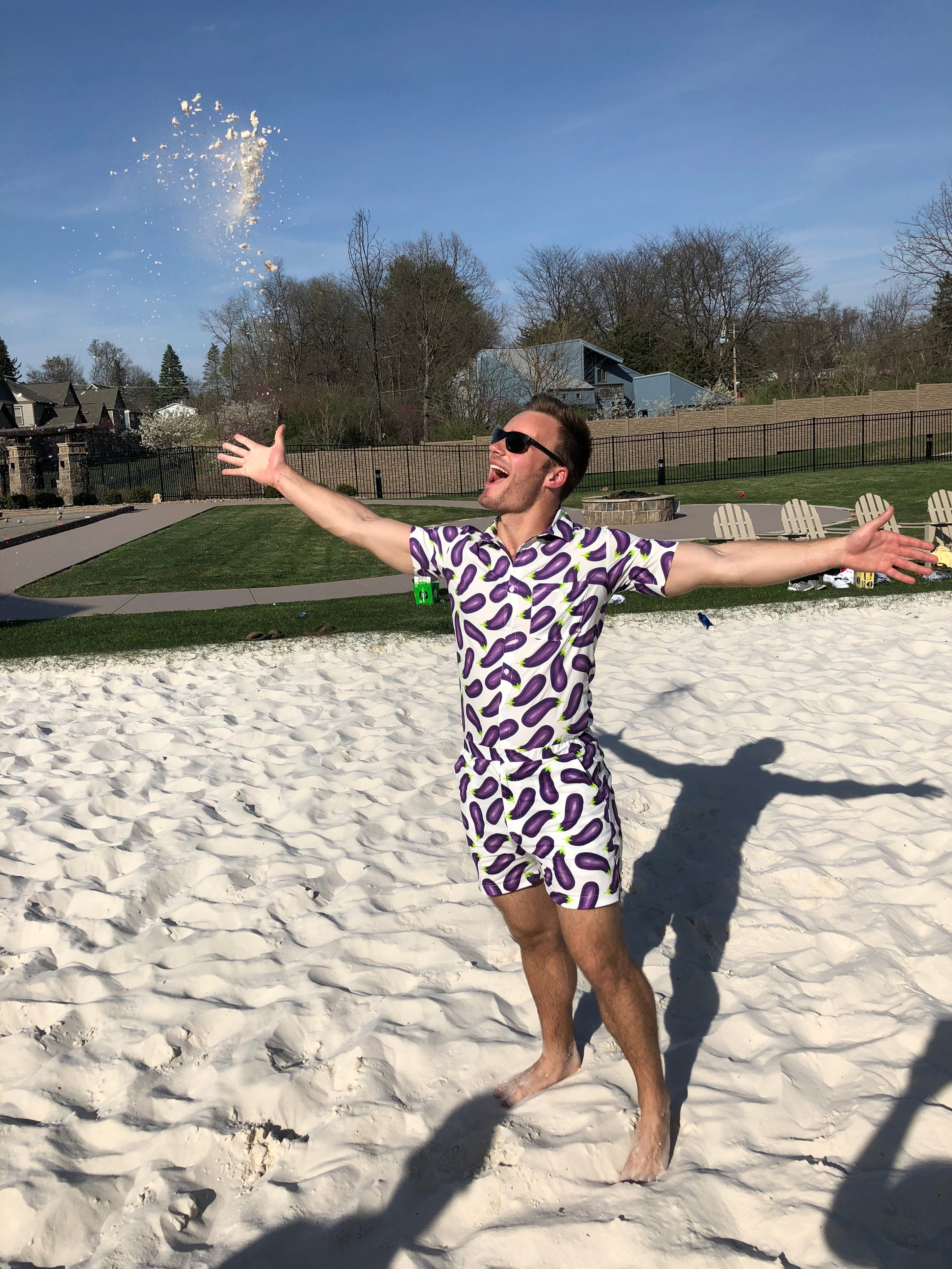 Male Romper Eggplant Zesties Inc