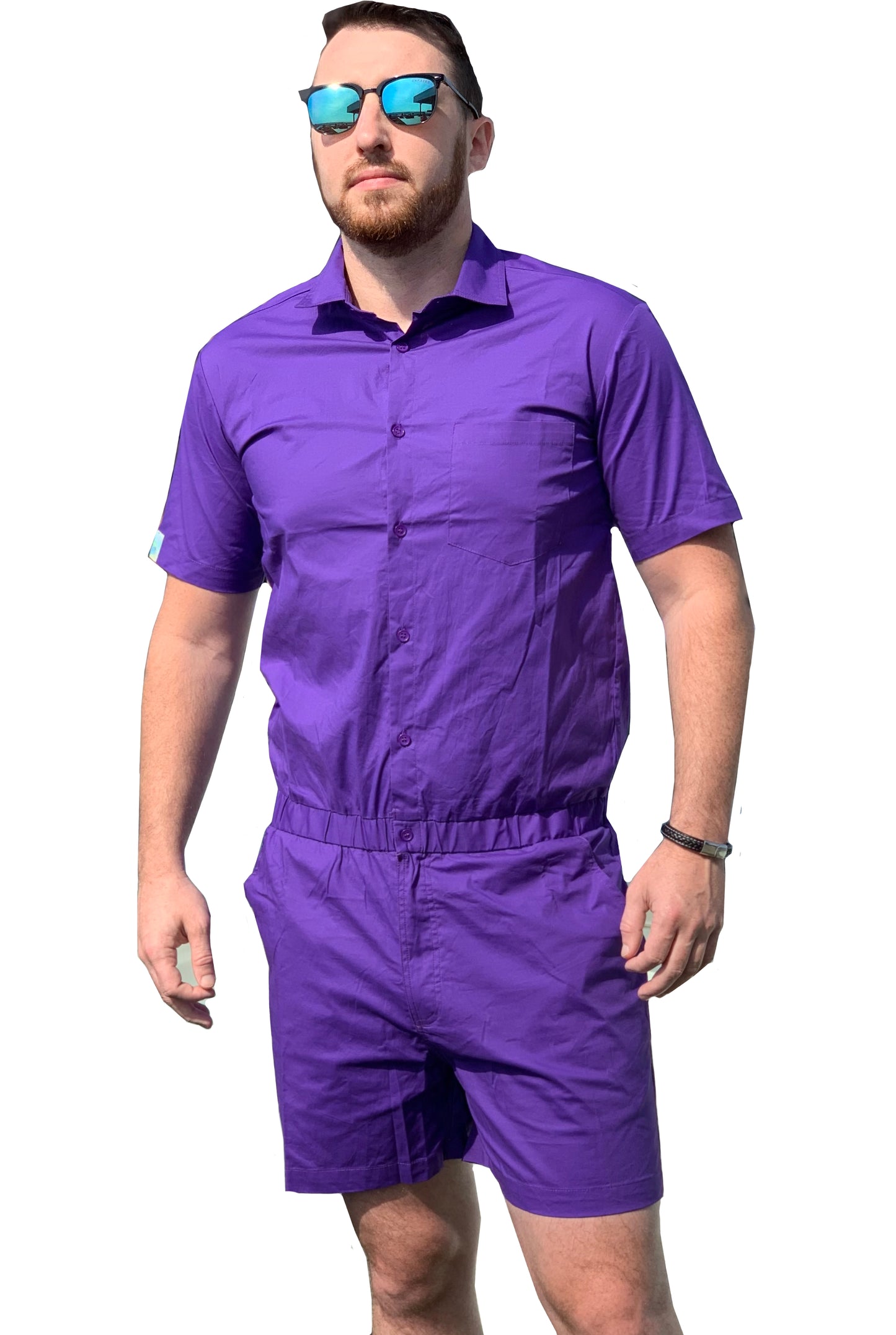 Purple male romper outfit