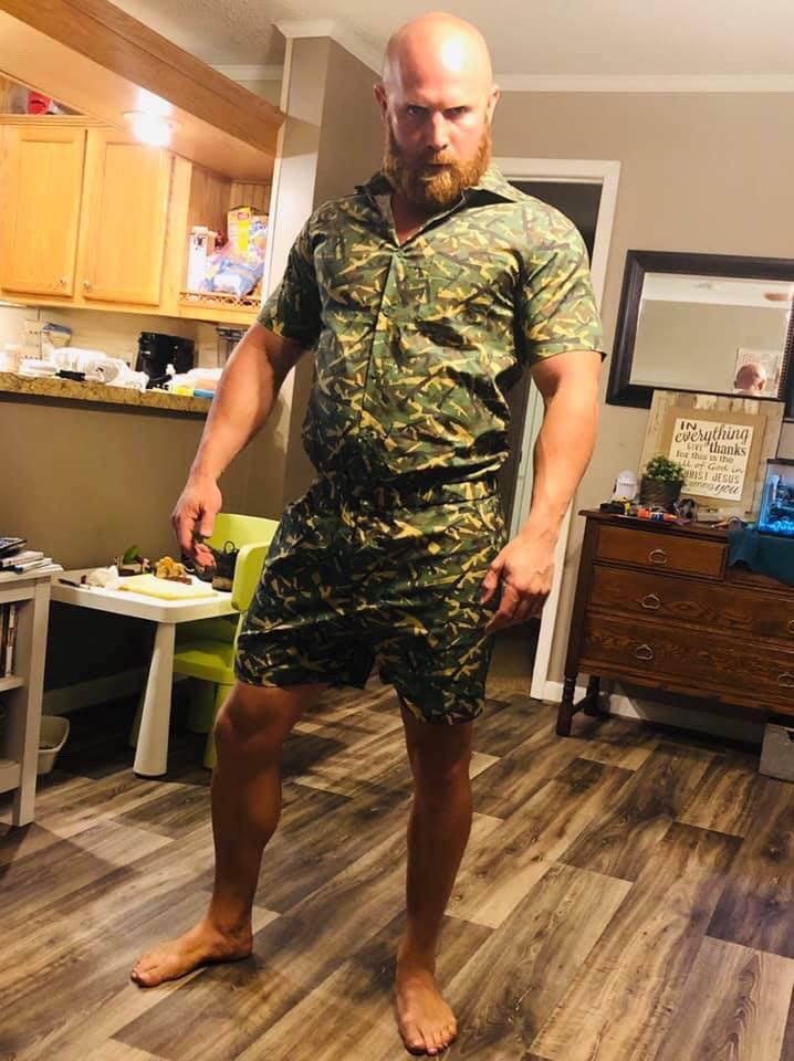 Camo Romper Ginger Billy in his Romphim